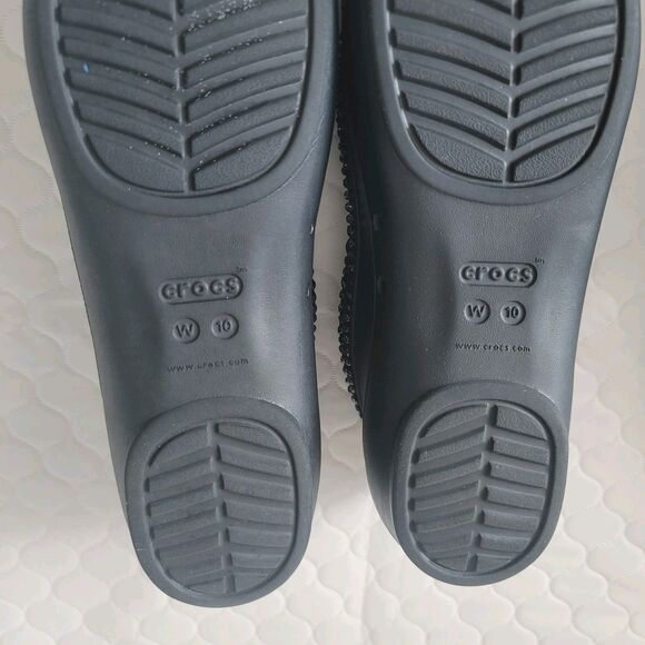 Crocs Women’s Black Lina Diamanté  Size W10 Waterproof Flat Shoes - Picture 6 of 11